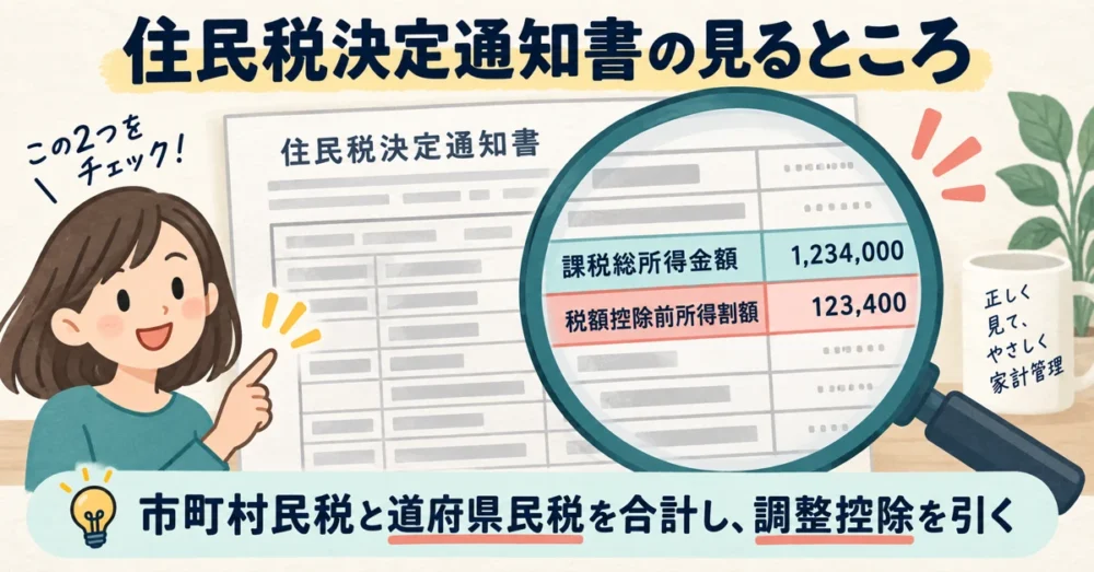 住民税決定通知書で確認する税額控除前所得割額と課税総所得金額