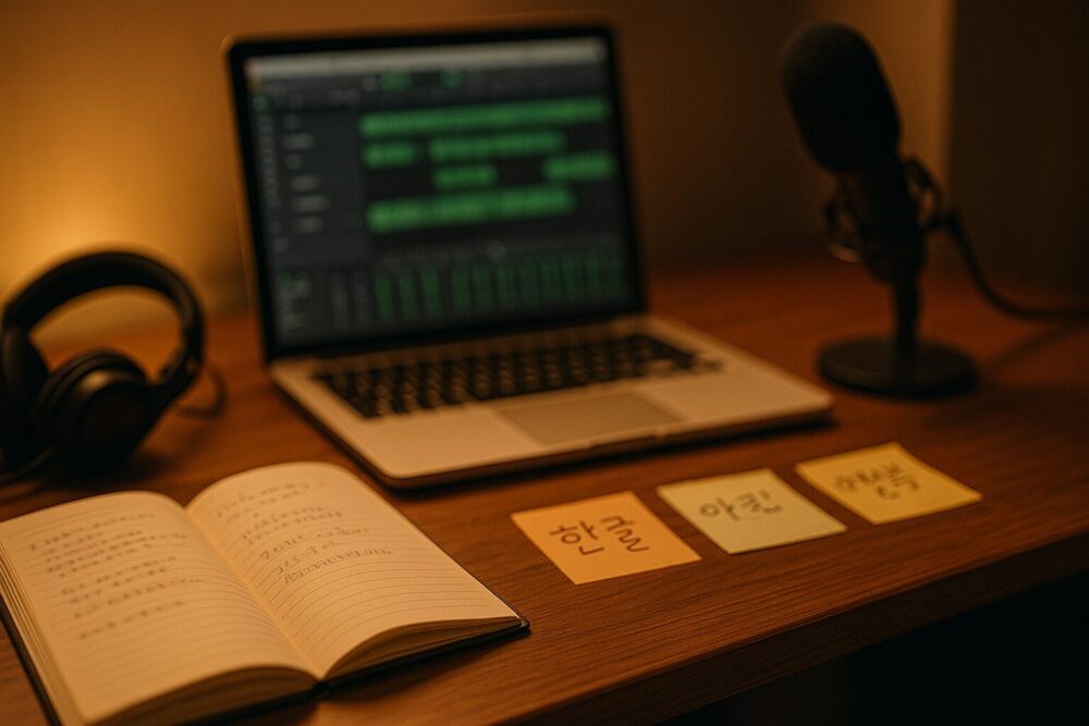 日本語・韓国語・英語を使い分けるちゃんみなの多文化な音楽スタイルをイメージしたスタジオ写真。