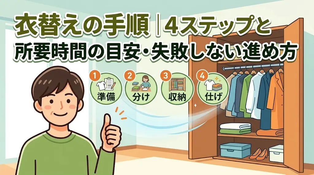 衣替えの手順4ステップを示すタイトル画像