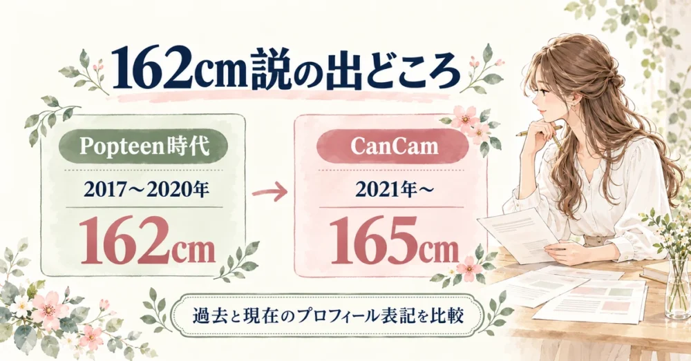 過去の162cm表記と現在の165cm表記の比較