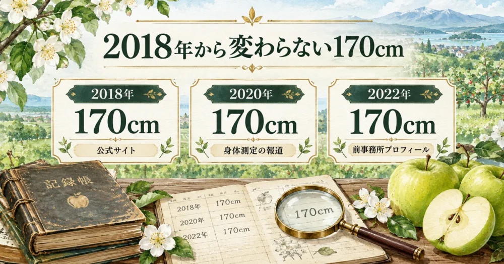 2018年から変わらない170cmの公式記録の年表