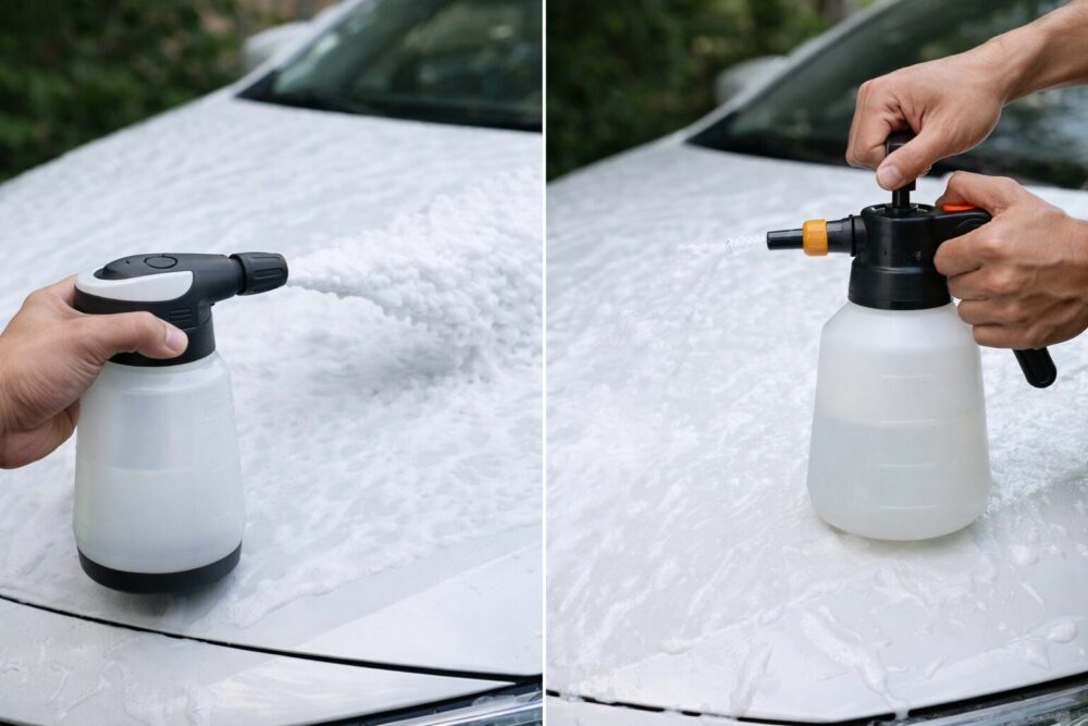 電動フォームガンはボタン操作でラク、手動ポンプは手間がかかる比較(フォームガン 電動)