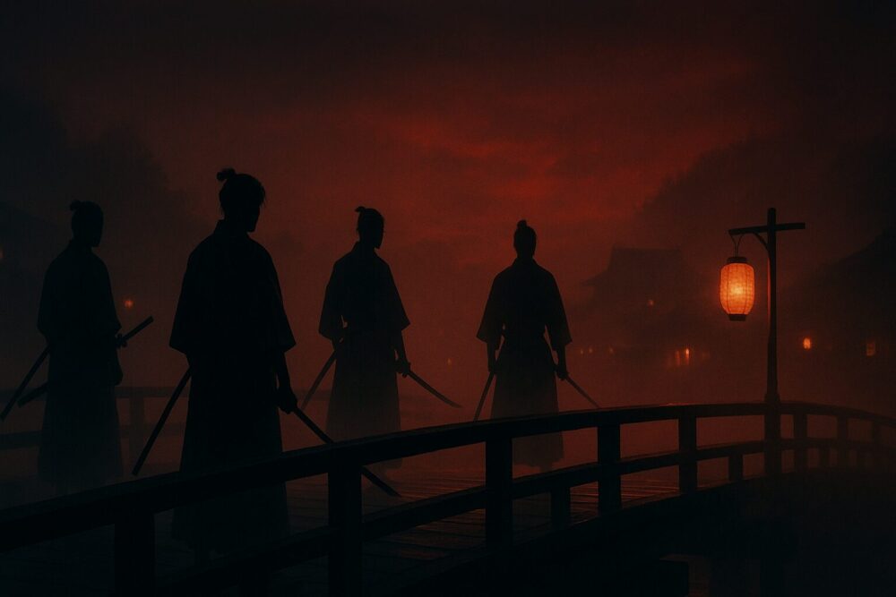 Netflixドラマ『イクサガミ』の世界観をイメージした侍たちのシルエットのイメージ画像