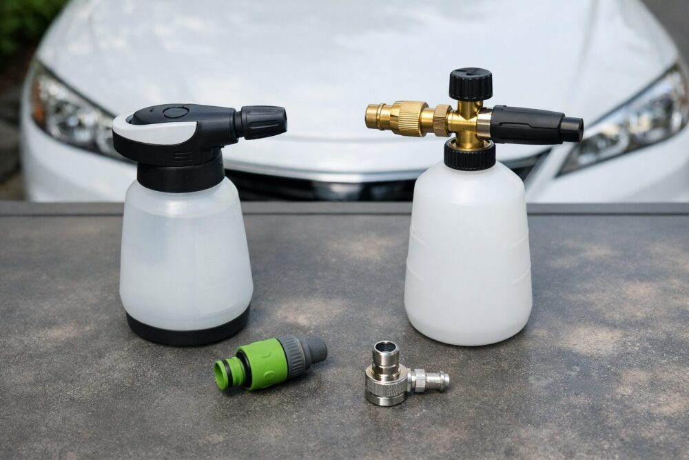 電動フォームガンとフォームキャノンの違いが分かる比較写真(洗車)