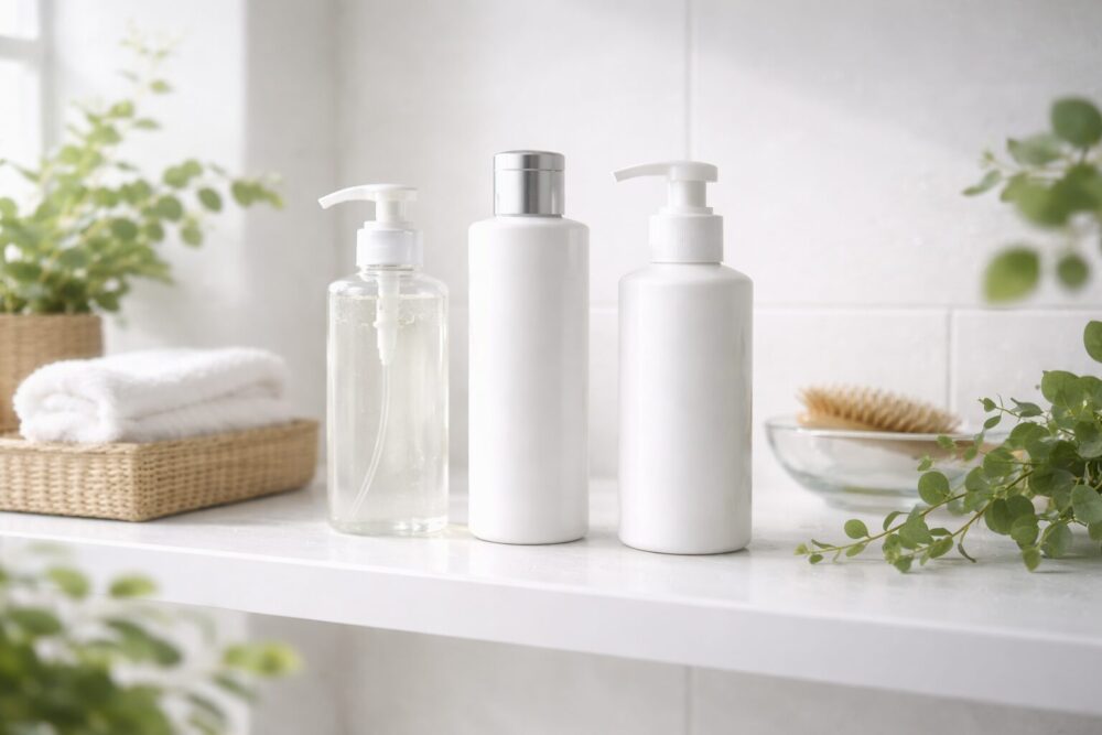 橋本環奈 シャンプーで話題のヘアケアシリーズを連想させる3本ボトルのイメージ