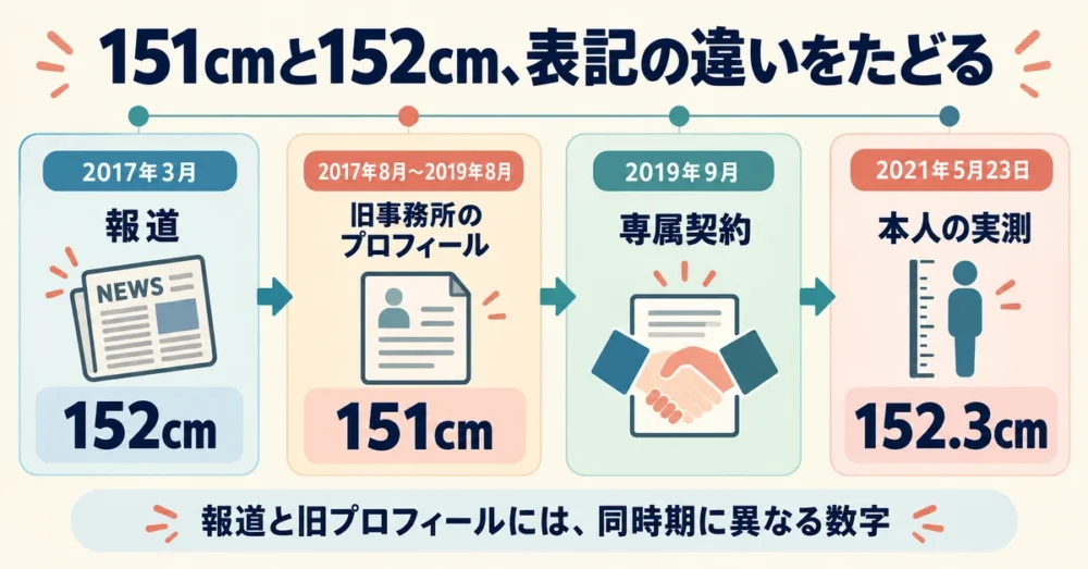 151cmと152cmの表記が併存した経緯を示す年表