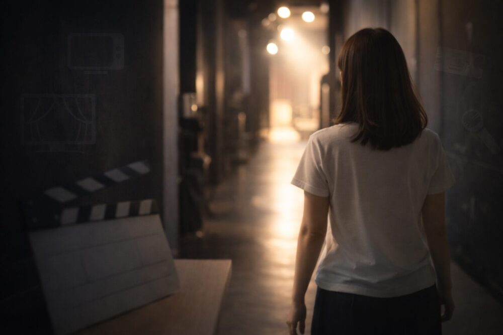 橋本環奈の近況トピックスを紹介するイメージ(撮影スタジオと舞台の雰囲気)