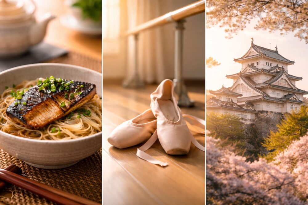 堀田真由のアナザースカイ滋賀回で紹介された郷土料理・バレエ・城の思い出を象徴する画像