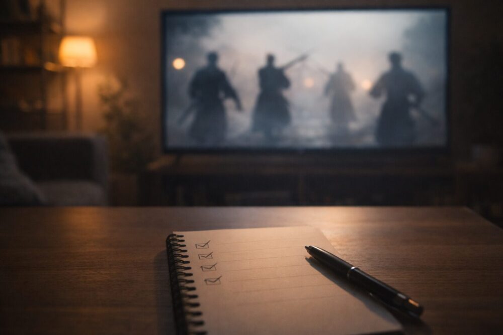 『イクサガミ』を楽しむ視聴ポイントをメモする様子を表したイメージ画像