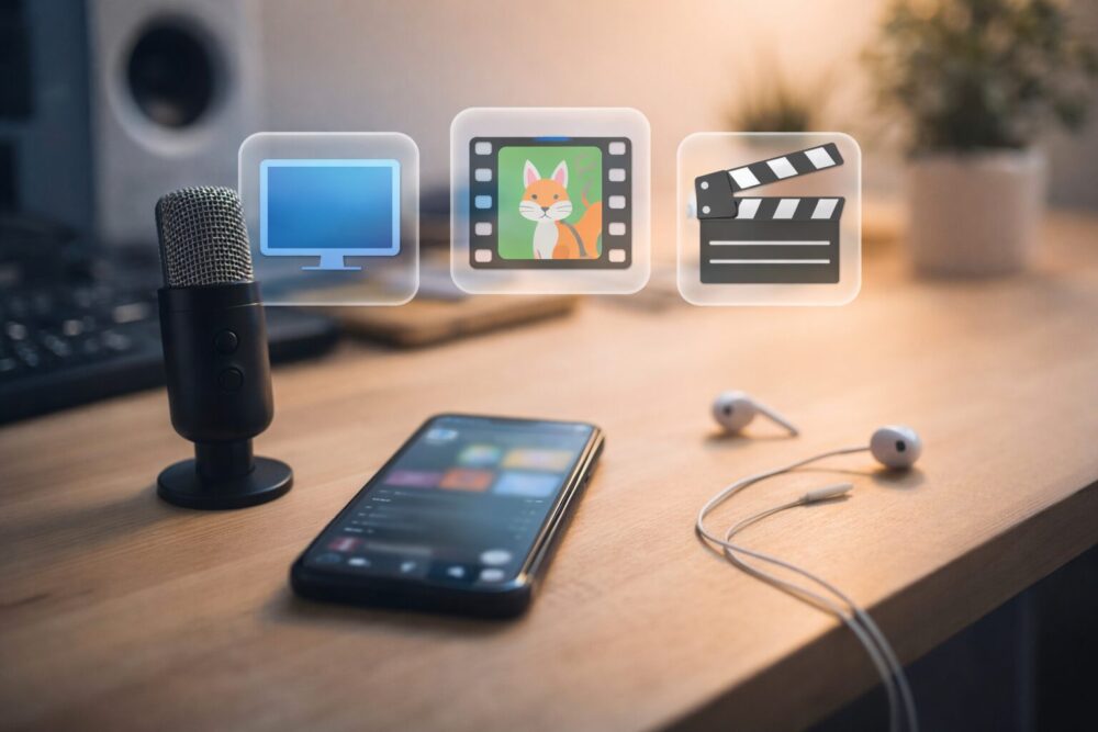 岡崎体育の近年の楽曲タイアップをイメージした、音楽アプリとアイコンの画像