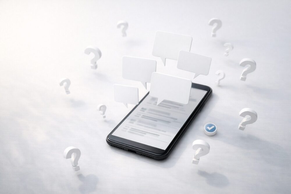 飯島直子の息子説がネットで拡散する様子を表す吹き出しとスマホの概念画像