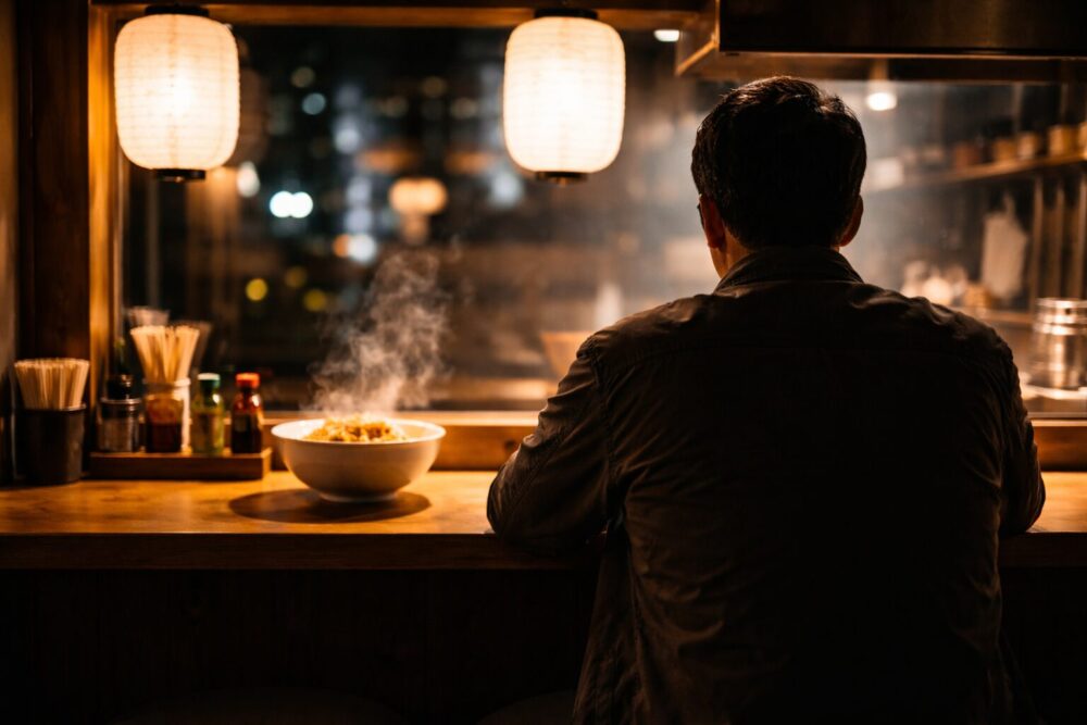 小芝風花の父親について報道内容を整理するイメージ（ラーメン店のカウンターと温かな照明）