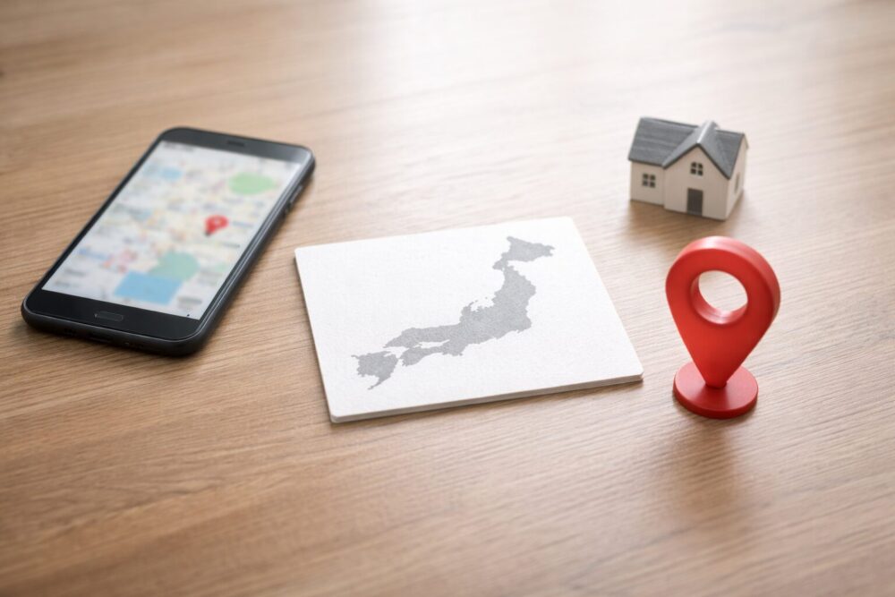 小芝風花の実家（出身地）を大阪府まで確実に整理するイメージ（地図ピンと家のミニチュア）