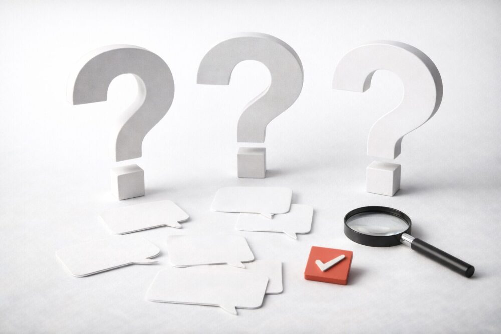 三戸なつめのドラマ・朝ドラQ&Aをイメージした疑問符と吹き出しの写真