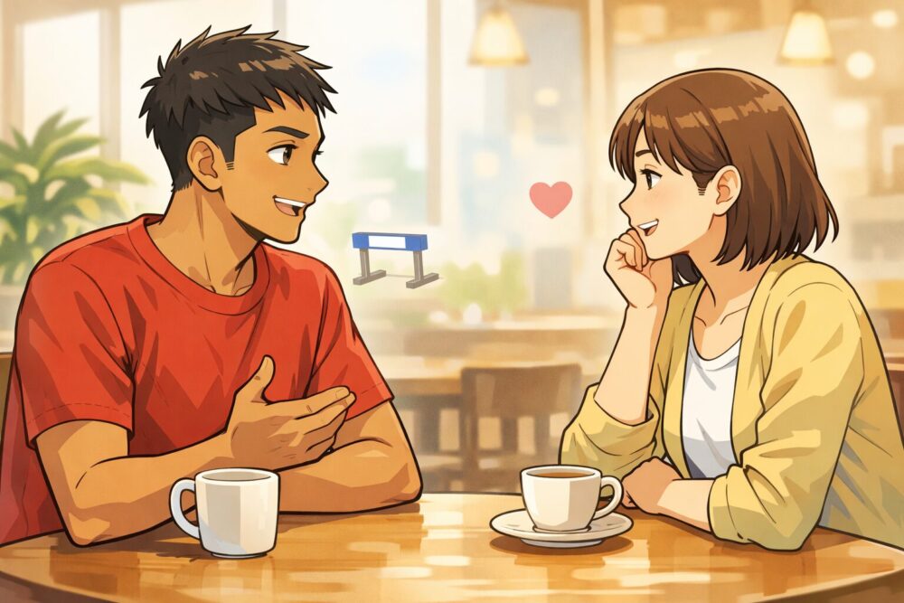 母と友達のような距離感で支え合う関係を表現した村竹ラシッドの漫画風イメージ