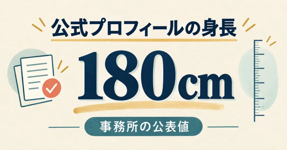 公式プロフィールの身長180cmを示す物差しの図