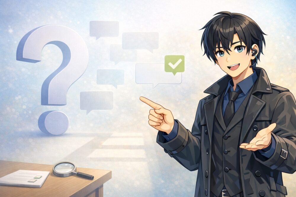 四季凪アキラの前世・身長などの疑問をQ&A形式で整理するためのFAQイラスト