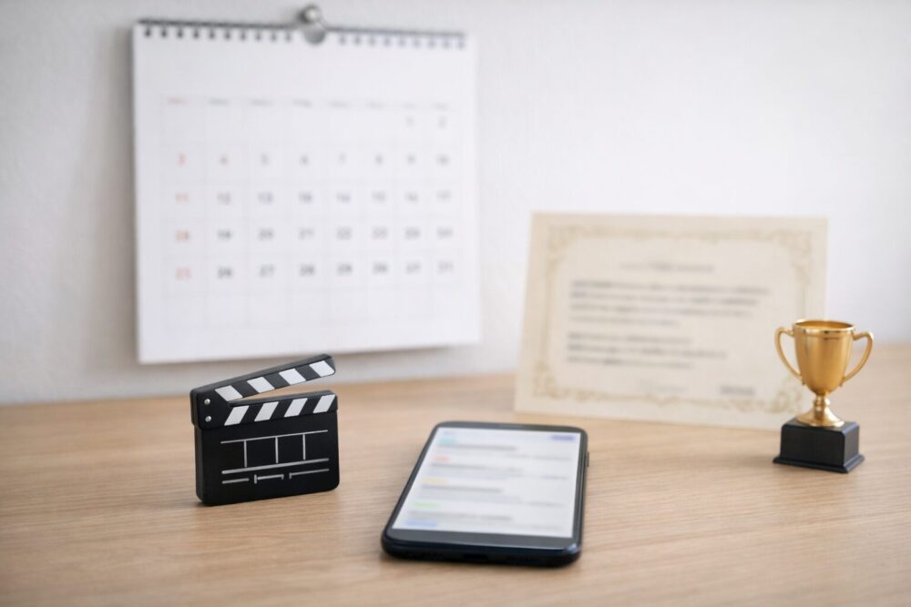 高橋克典の2024年以降のトピックスを整理するイメージ（カレンダーと撮影小物）