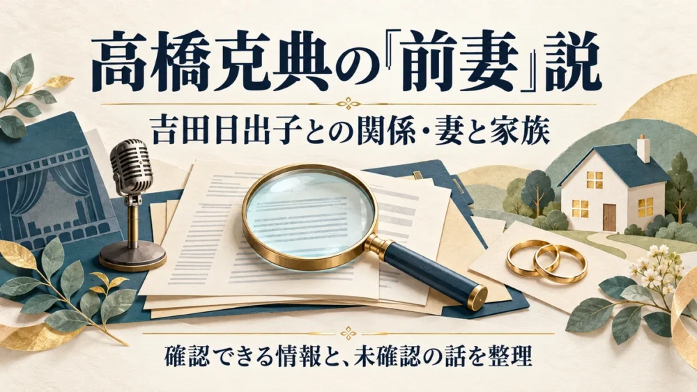高橋克典の前妻説と妻や家族の情報を整理する図