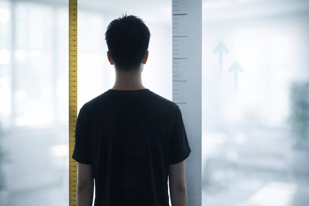 渡会雲雀の身長が気になる人向けに体格感を表現したイメージ(メジャーと高さの演出)