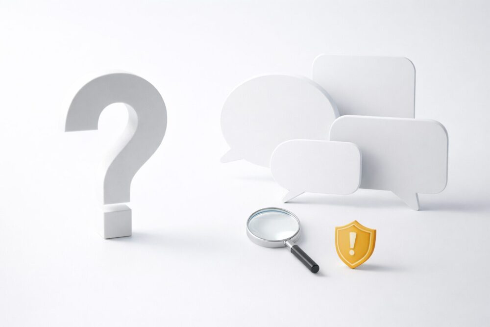 「前世」とは何かを初心者向けに説明するためのイメージ(疑問符と注意アイコン)