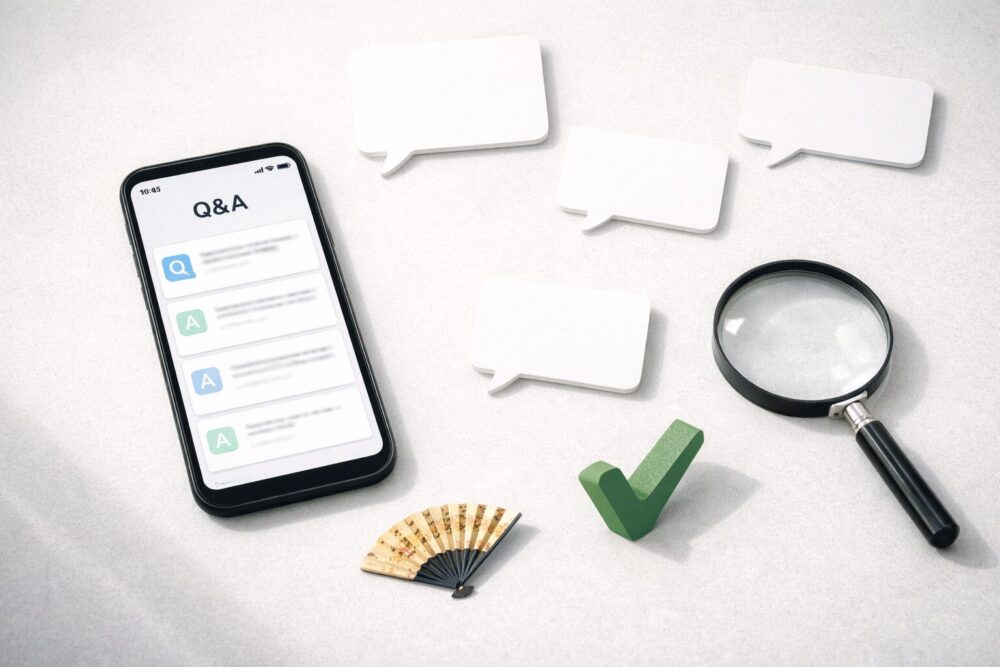吉沢亮の噂と映画『国宝』をQ&Aで解決するイメージ(スマホと虫眼鏡、チェックマーク)