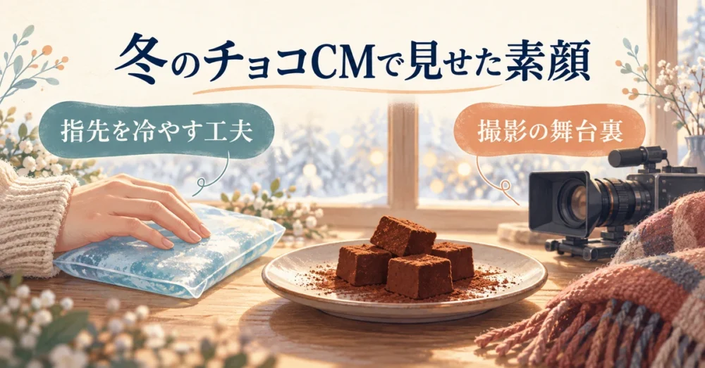 チョコレートの撮影で指先を冷やす工夫のイメージ