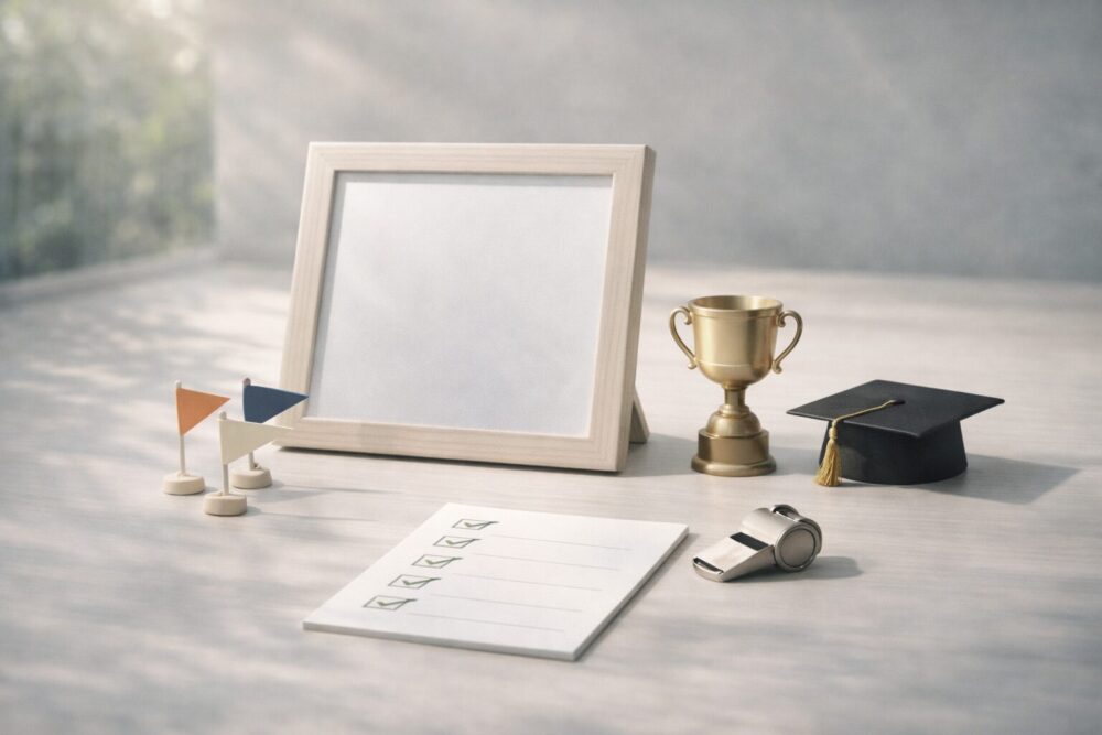 めるるの高校時代エピソードを連想させるイメージ（行事アイコンとフォトフレーム）