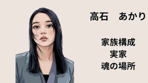 2026年最新の朝ドラヒロイン・髙石あかりの家族構成、宮崎県の実家エピソード、魂のルーツを解説するブログ記事の似顔絵イラストアイキャッチ画像