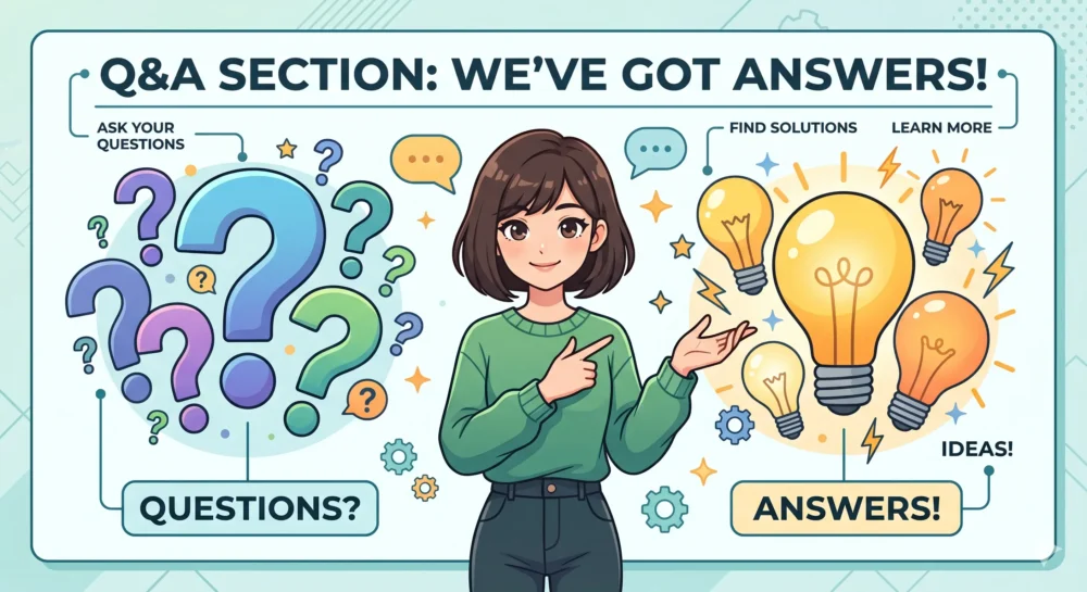 周庭（アグネス・チョウ）さんの現在地や結婚、今後の可能性など、よくある質問にお答えするQ&Aコーナーの図解イラスト。