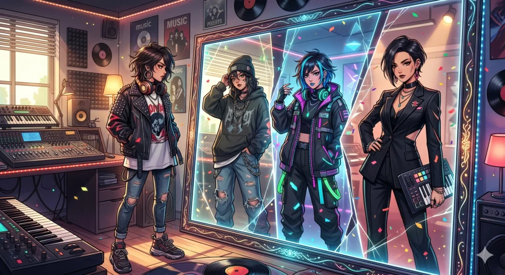 プロデューサーや1児の母として進化し、常にビジュアルが変わり続けるちゃんみなの姿を表現したイラスト