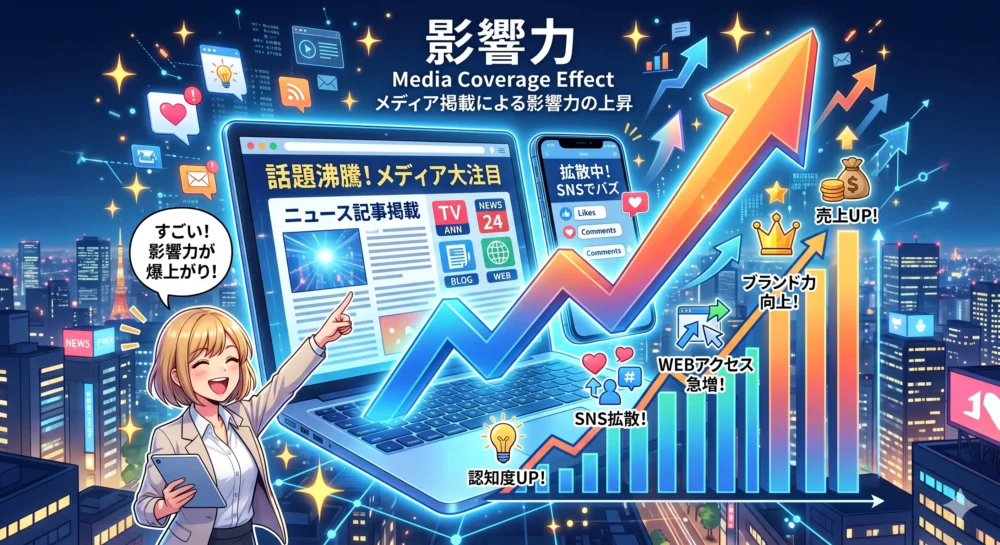 ネットニュースメディアにコスプレが掲載された影響と拡散のイメージ