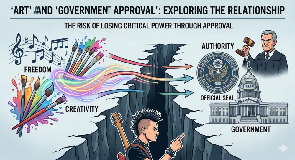 NAOKIの「芸術に政府のお墨付きはいらない」発言の背景にある、芸術と政府の適切な関係性を考える概念図。