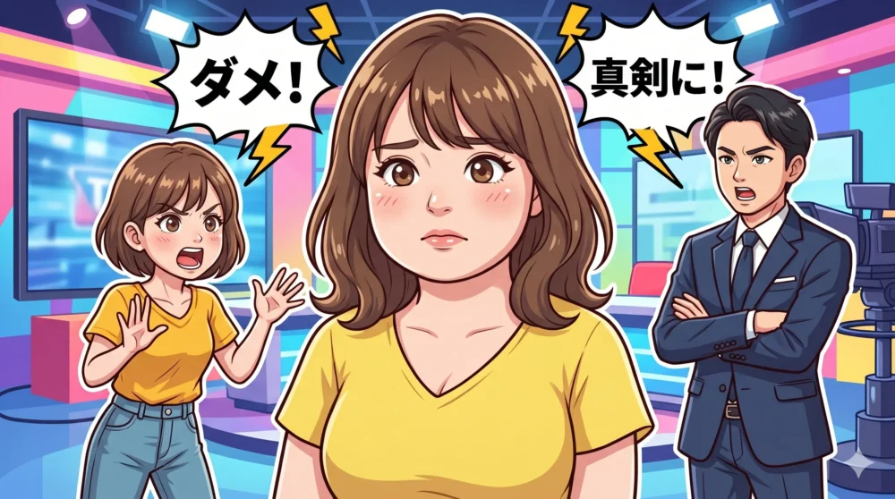 野呂佳代が先輩アイドルやMCから怒られている衝撃のエピソード一覧を表現したポップなイラスト