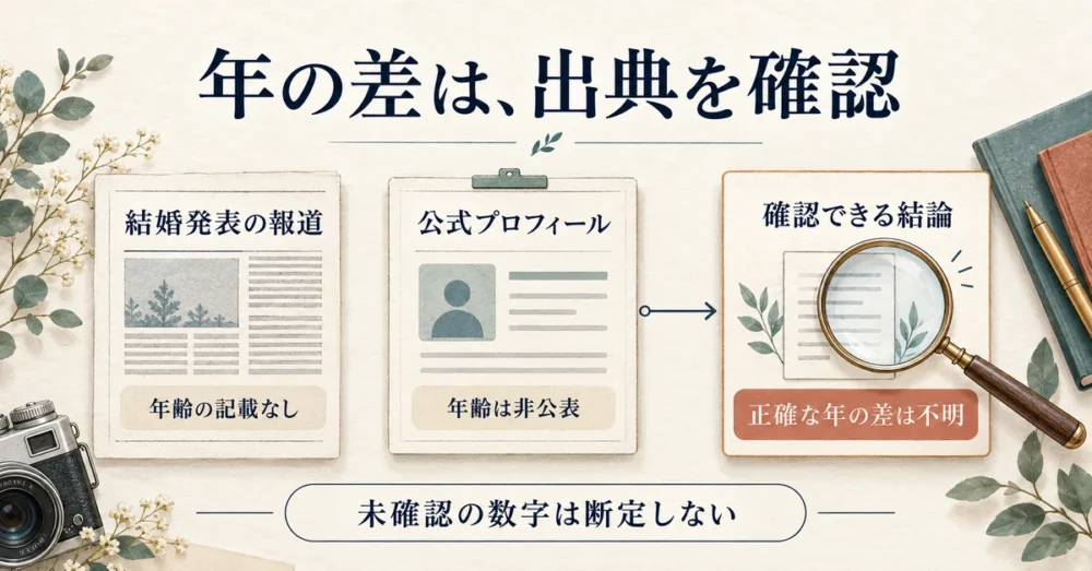 報道と公式サイトの年齢記載を確かめた検証図