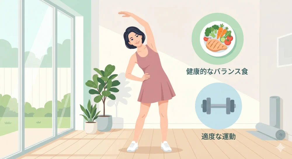 ほしのあきのスタイル維持の秘密である食事管理と適度な運動をわかりやすく解説した図解イラスト