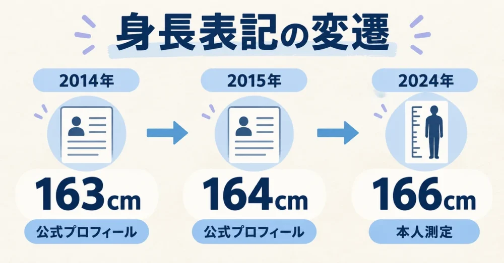 あのちゃんの身長表記が163cmから166cmに変わった年表