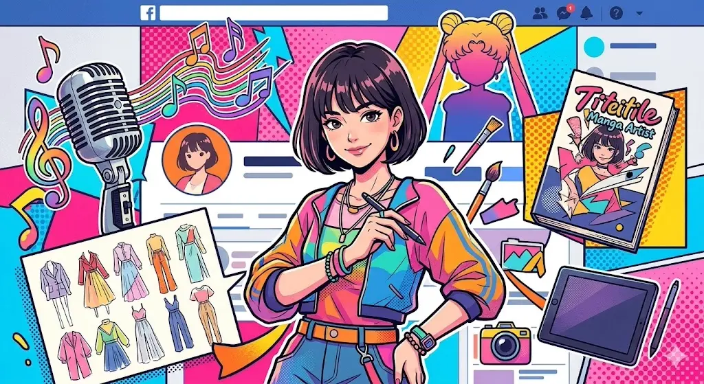 大規模なホールツアーのステージでスポットライトを浴びて歌う女性アーティストのライブイラスト