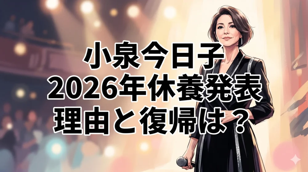 小泉今日子2026年休養発表の理由と復帰時期を詳しく解説するブログ記事のアイキャッチ画像