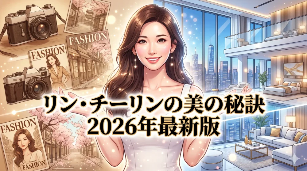 【2026年最新】リン・チーリンの年齢と老けない美の秘訣を解説するブログ記事のアイキャッチ画像。