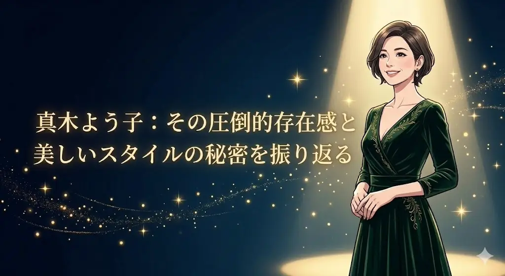 記事のまとめとして、笑顔でスポットライトを浴びる美しいスタイルのショートカット女性のイラスト。