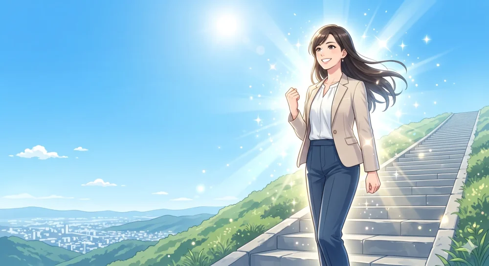 諦めない継続力で美しさと成功を手にした松本若菜のまとめイメージイラスト