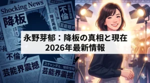 永野芽郁の不倫報道による降板の真相から、2026年現在のNetflix復帰までを網羅した解説記事のアイキャッチ画像。