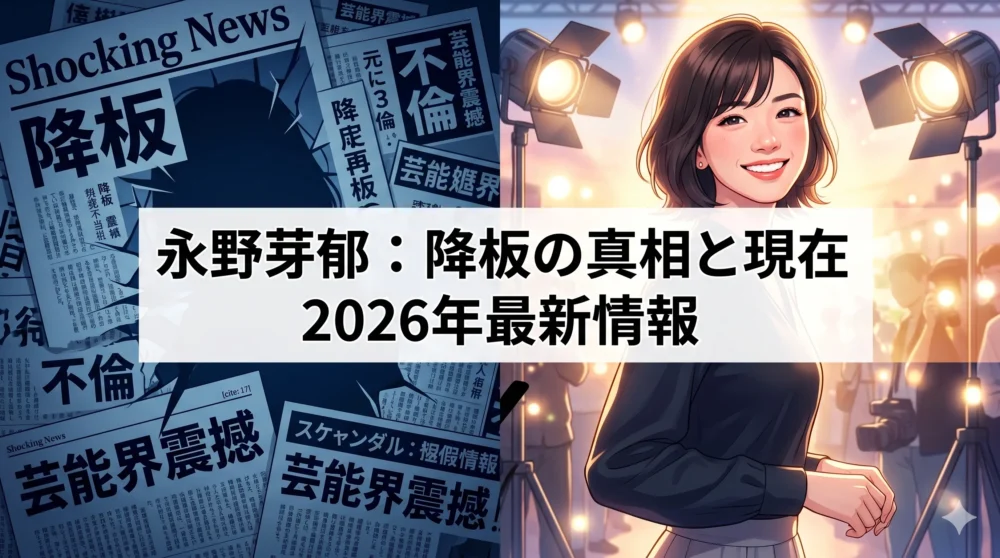 永野芽郁の不倫報道による降板の真相から、2026年現在のNetflix復帰までを網羅した解説記事のアイキャッチ画像。