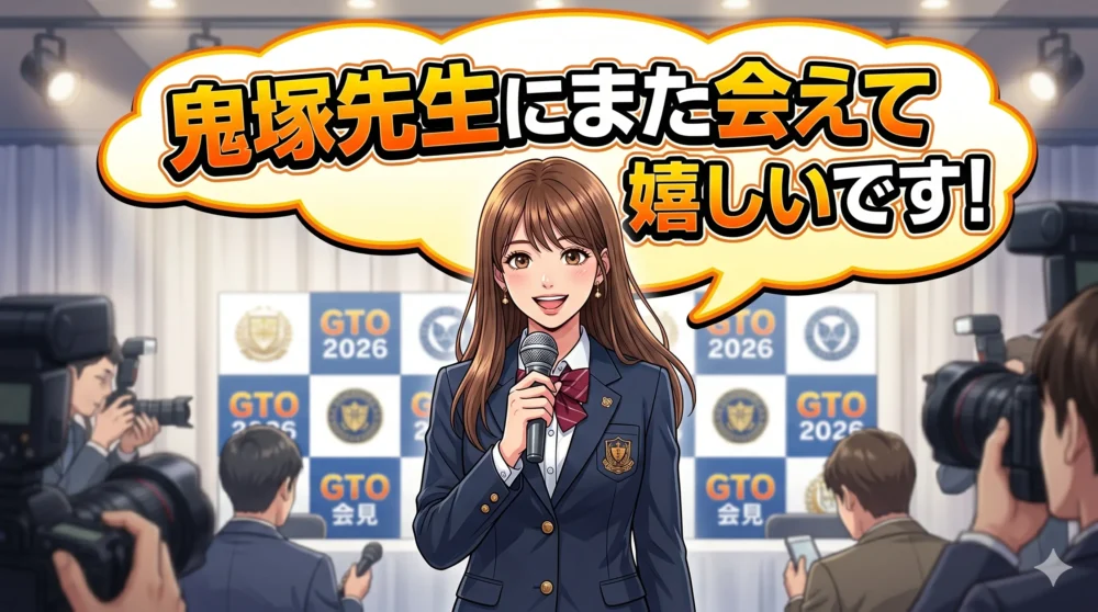 新しい学園ドラマのヒロイン役の女子生徒のコメントイラスト。