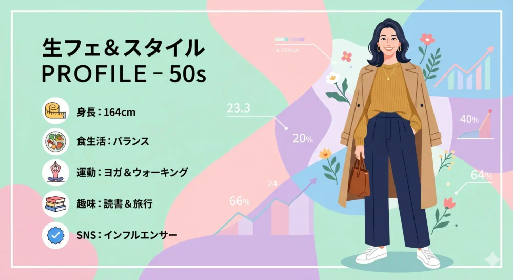 大原かおりの身長164cmなど基本プロフィールのイラスト図解