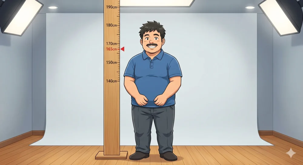 空気階段・鈴木もぐらの身長と体重をイメージした、ふくよかな男性のイラスト