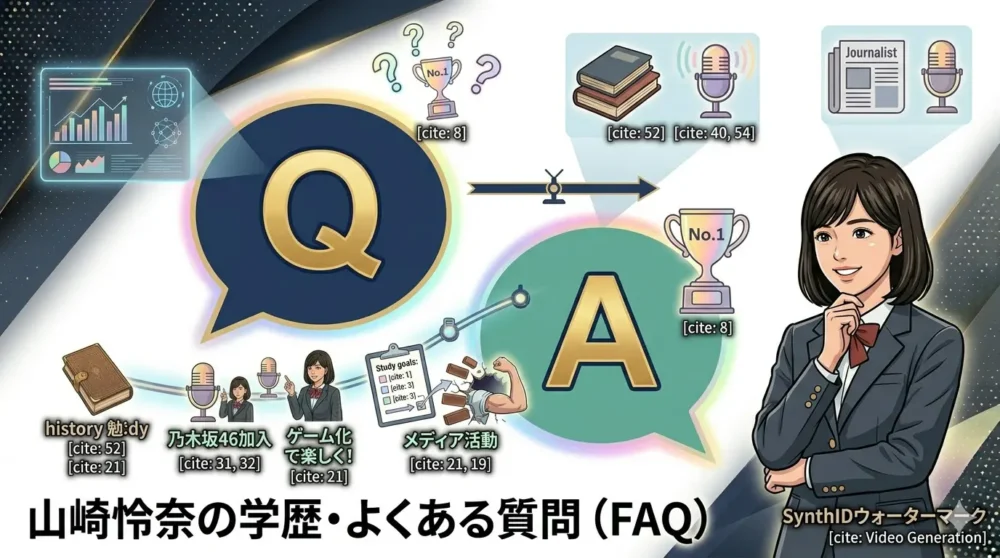 山崎怜奈の学歴や慶應義塾大学合格に関するよくある質問(FAQ)のイメージイラスト