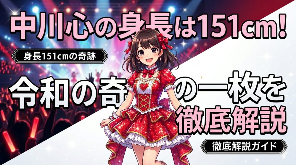 ブログ記事「中川心の身長は151cm！令和の奇跡の一枚・フルコースメンバーの魅力解説」のアイキャッチ画像イラスト