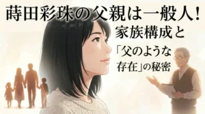 「蒔田彩珠の父親と家族の絆」というタイトルが入った、映画のポスター風のアイキャッチイラスト